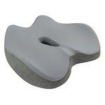 PRIME PICK Coccyx Chair Cushion Memory Foam Tailbone Pillow for Sciatica & Lower Back Relief, Ergonomic U-Shape, (High Density) for Hip Non-Slip Base, Washable Cover Ideal for Office Car & Home (Grey