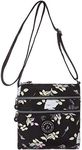 AOCINA Crossbody Purses for Women Lightweight Small Travel Bag Shoulder Purses and Handbags with Multi Zipper Pockets (Black Flower)