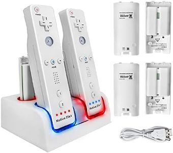 4 Ports Charging Station for Wii Remotes, TechKen Controller Charger Dock Station with 4 Bonus 2800mAh Rechargeable Batteries (Updated Version)