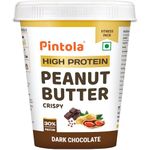 Pintola HIGH Protein DARK Chocolate Peanut Butter (Crispy, 510g) 30g Protein, Whey Protein, High Fiber, Crispy, Gluten Free, Zero Trans Fat & Unsalted Chocolate flavour Nutbutter, Premium Roasted Nuts