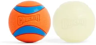 Chuckit! Ultra Ball Dog Toys - Size Large - for Dogs 60-100 lbs - Made from Durable Rubber - Super Bouncy - Day & Night Bundle - Floats in Water - 3-inch Diameter - Pack of 2