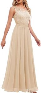 DRESSTELLS Robe de Soirée Femme pour Mariage Cérémonie, Longue Robe de Demoiselle d'honneur Formelle Col en V Champagne M