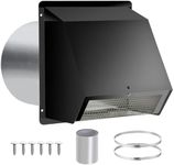 8 Inch Black Dryer Vent Hooded Wall Cover with Screen & Damper, Galvanized Steel Exhaust Vent Cap for Outdoor Dryer, Kitchen Range Hood, Bathroom Fan, HVAC Duct, Easy Install