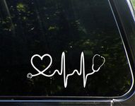 Sweet Tea Decals Stethoscope Big Heart - 8" x 3 3/4" - Vinyl Die Cut Decal/Bumper Sticker for Windows, Trucks, Cars, Laptops, Macbooks, Etc.