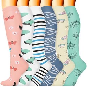 Sooverki Compression Socks for Women & Men 6 Pairs is Best Supportive Knee High Stockings for Circulation, Travel, Nurses