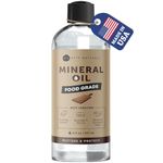 Kate Naturals Mineral Oil for Cutting Board 8oz. Food Grade & Food Safe Mineral Oil to Protect Wood on Cutting Boards, Butcher Block & Bamboo Board
