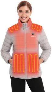 Venustas Women's Lightweight Heated Jacket with Battery, 6-Zone Electric Puffer Winter Coat for Outdoor Camping Hiking