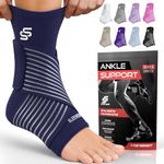 Sleeve Stars Ankle Brace for Sprained Ankle, Plantar Fasciitis Relief Achilles Tendonitis Brace, Ankle Support for Women & Men with Strap, Heel Protector Wrap for Pain & Compression (Single/Navy Blue)