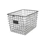 Spectrum Wire Small Basket with Label Plate (Industrial Gray) - Storage Bin & Décor for Bathroom, Closet, Pantry, Under Sink, Toy, Shelf, Kitchen, & Nursery Organization