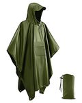 MOXTOYU Waterproof Poncho Adult Big Size Lightweight Reusability Waterproof Ponchos for Men and Women Suitable for Outdoor Hiking Camping Cycling Traveling Waterproof Raincoat Green