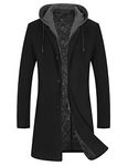 APTRO Men's Wool Trench Coat Winter Business Jacket Overcoat 1961 Black M