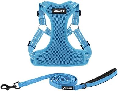 Best Pet Supplies Voyager Adjustable Dog Harness Leash Set with Reflective Stripes for Walking Heavy-Duty Full Body No Pull Vest with Leash D-Ring, Breathable All-Weather - Harness (Baby Blue), XS