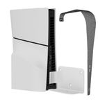 Wonjz Wall Mount Bracket Kit for PS5 Slim , with 1 Aluminum Alloy Controller Bracket and 1 Dust Cover net, Sturdy Metal Material, with Accessories, Easy to Install, White