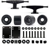 VJ Skateboard Truck and Wheel, 5.0 Skateboard Trucks (Black) w/Skateboard Crusier Wheel 60mm, Skateboard Bearings, Skateboard Screws, Skateboard Riser Pads (Black)