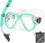 PIYAZI Snorkeling Gear for Adults Kids, Dry Snorkeling Set, Panoramic Anti-Leak and Anti-Fog Tempered Glass Lens, Adjustable Strap Snorkel Set with Mesh Bag Ear Plug for Snorkeling Scuba Diving Travel