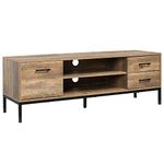 HOMCOM TV Stand for TV up to 50 Inches, TV Cabinet with Door, Open Storage and Drawers, TV Table with Steel Legs, Coffee