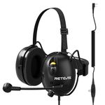 Retevis EHK016 Walkie Talkie Headset, ANC Noise Cancelling Headset with Mic, Adjustable Head Strap Dual PTT Volume Adjust, Compatible with Baofeng UV5R RT24 RT27 RT86 RT5R(1 Pcs)