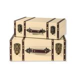 Trademark Innovations Vintage Style Wood Decorative Suitcases (Set of 2, Cream)