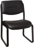 Boss Office Products B9539 Leather Sled Base Side Chair in Black