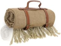 NOONOOJOOJOO Picnic Blanket Extra Large Waterproof with Strap 59"x79" - Machine Washable Tassels Faux Wool Cashmere for Park, Grass, Camping, Hiking, Concerts (Coffee, 59"X79")