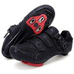 Unisex Cycling Shoes Compatible with pelaton Indoor Road Bike Shoes Riding Shoes for Men and Women Delta Cleats Clip Outdoor Pedal, All Black, 9.5 Women/7.5 Men