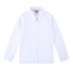 BIENZOE Big Girl's School Uniforms Oxford Long Puff Sleeve Blouse White S