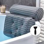 Bath Pillow Bathtub Pillow - Bath Pillows for Tub with Neck, Head, Shoulder and Back Support - 4D Air Mesh Spa Pillow for Bath - Extra Thick, Soft and Quick Dry | Gray