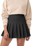 SCKTOO Womens Girl High Waisted Pleated Tennis Skirt School A-Line Skater Skirts with Lining Shorts (Black,X-Large)