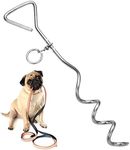 8MM x 16’' Chrome Dog Stake – Supports Heavy-Duty Tie-Out Lead Chain Cable 20 Feet Long – for Dogs Up to 80 Lbs – by Katzco