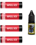 VAPCELL K25 18650 Rechargable 2500MAH + 10ml Nightmare Juice Nicotine Free (4 Pack)