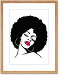 Painting Woman With Afro Hairstyle Lipstick Framed Wall Art Print