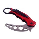 Andux Zone Karambit Trainer Folding Knife with Holes, Stainless Steel Training Tool with Pocket Clip CS/WD01 (Red)