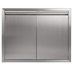 JIE JIN Double Outdoor Kitchen Door 26" W × 24" H, BBQ Access Door 304 Stainless Steel for Indoor/Outdoor Kitchen, Outside Cabinet, BBQ Island
