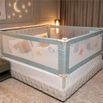 Kids Station 3 Side with Pocket Bed Rail Guard (6.3ftx6ftx6.3ft / 190cmx180cmx190cm), Bed Railing for Baby Safety, Kids Toddler Bed Protector Side Walls, Adjustable Height, Portable & Foldable (Grey)