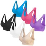 Blu Apparel Multipack Seamless Comfort Bras Sleep Bras Sizes 8-24 Not Padded Wireless (UK, Alpha, XL, Regular, Regular, Black/White/Nude/Purple/Ruby/Blue 6 Pack)