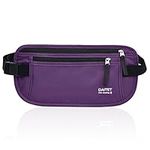 RFID Blocking Money Belt for Men Women, Slim Fanny Pack for Travel，Running,Conceal Waist Wallet for Passport Holder,Phone,Cash(Dark Purple), Dark Purple, RFID Blocking & Belt Wide:1inch