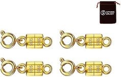 SPARIK ENJOY 4 pcs 14K Gold Magnetic Necklaces Clasp Converter Jewelry Clasps Connector Chain Extender Locking Magnetic Jewelry Making Supplies for DIY Necklace Bracelet (4 pcs 14K Gold)