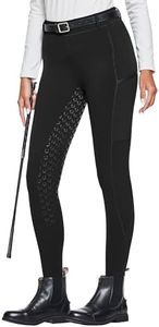 FitsT4 Women's Winter Horse Riding Pants with Zipper Pockets Full Seat Riding Tights Fleece Lined Equestrian Breeches for Women Black XS