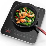 Aobosi Portable Induction Burner Cooktop 1800w Fast Efficient Cooking,Digital Sensor Touch LED Screen Countertop Burner,Electric Stove Cooker Black Crystal Glass Surface 9 Power 10 Temperature Setting With locking function