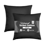 Rohi Waterproof Outdoor Cushions 2 Pack Filled – Decorative Cushions - PU Coating Waterproof Cushions for Garden, Patio, Couch, Tent, Balcony and Sofa (Black, 18" x 18")