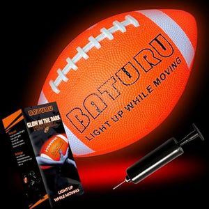 Light Up Football - Glow in The Dark Rubber Ball Toy - Junior NO 6 - Birthday Gift for Boy Kids Teens Youth 8 9 10 11 12 Year Old - Perfect for Catch Game in Backyard Evening, Camping, Beach, Outdoor