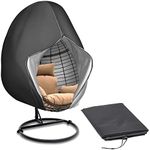 SerenelifeHome Hanging Egg Chair Cover-75" x 45" Waterproof/Windproof Dust Protector w/ Zipper & Hem Cord, Suitable for Most Outdoor Swing/Pod Chairs,Perfectly Fits Model SLGZ0EGG, One Size, Black