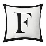 26 Letter & Sign Throw Pillow Covers Decorative Pillowcase Black/White Soft Solid Cushion Covers for Sofa, Couch 18 x 18 inch by JV Home