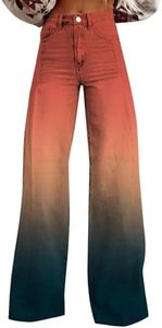 Flare Jeans for Women Vintage Wide Leg Boyfriend Baggy Stretchy High Waisted Trendy Denim Pants with Pockets Greens X-Large