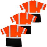 SuNi Apparel High Visibility Shirts for Men - Long Sleeve Construction Hi Vis Reflective Safety Shirts for Men Yellow Orange, Orangeblack - Short Sleeve, Medium