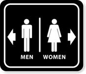 Bathroom Restroom Women Right Arrow Men Left Arrow Black Aluminum Composite Outdoor Sign - Bathroom Wall Decor - Door Decor Signs - Metal Bathroom Decor - Bathroom Sign - Restroom Sign - 8.5" X 10"