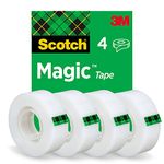 Scotch Magic Tape, 4 Rolls , 19 mm x 33 m - General Purpose Sticky Tape for Document Repair, Labelling & Sealing