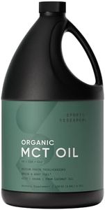 Sports Research Keto MCT Oil from Organic Coconuts - Fatty Acid Fuel for Body + Brain - Triple Ingredient C8, C10, C12 MCTs - Perfect in Coffee, Tea, & More - Non-GMO & Vegan - Unflavored (128 Oz)
