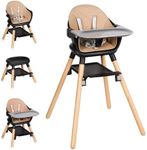 Komcot Baby High Chair, 6 in 1 Wood