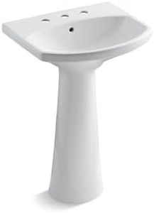 KOHLER K-2362-8-0 Cimarron Pedestal Bathroom Sink, White